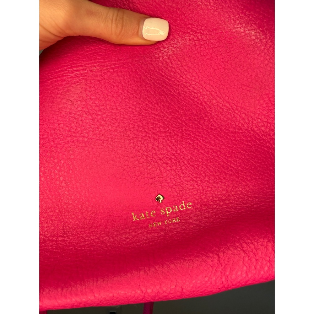 Kate Spade New York Pink Pebbled Leather Crossbody Bag Gold Logo